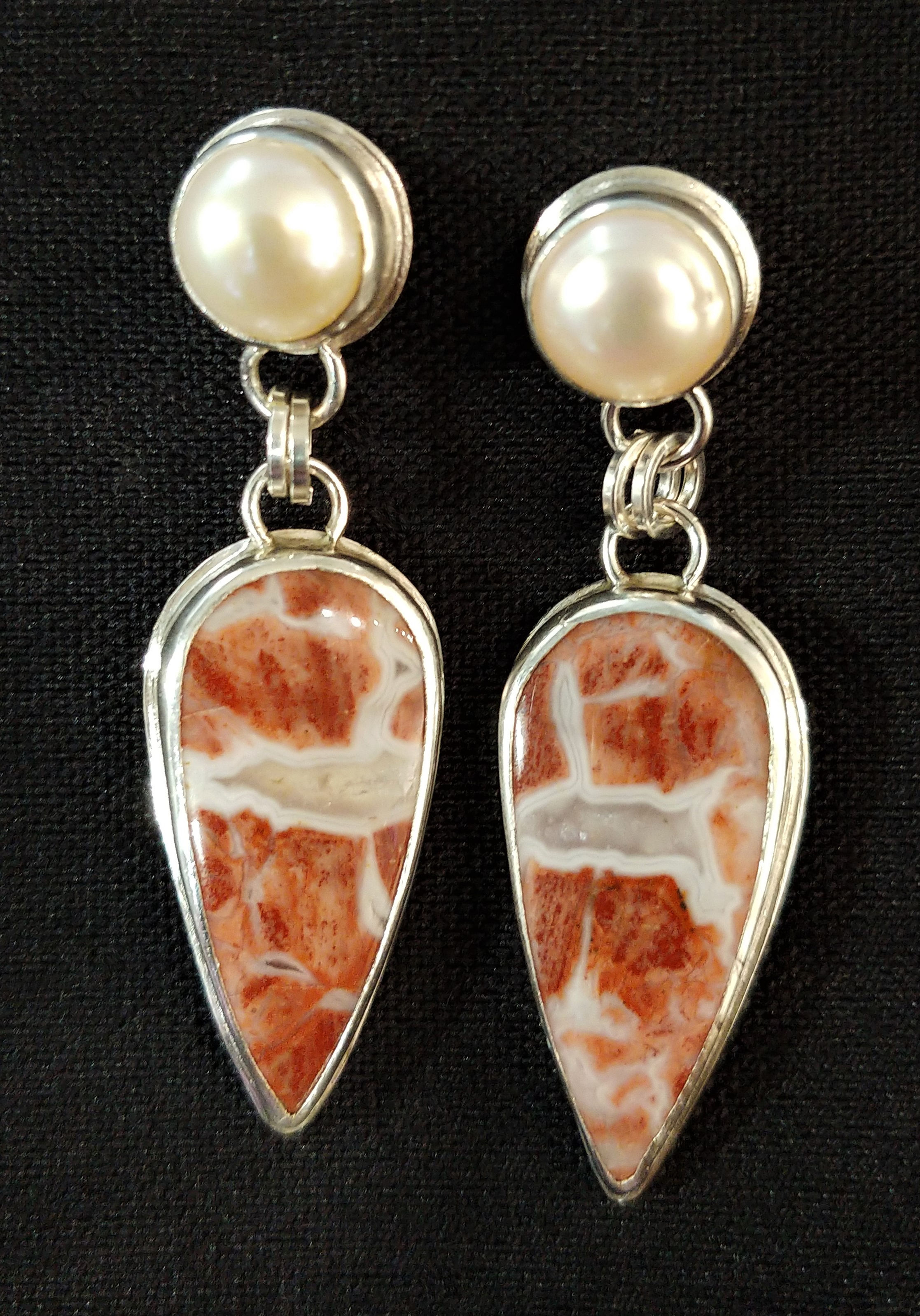 Red Brecciated Jasper & Pearl
