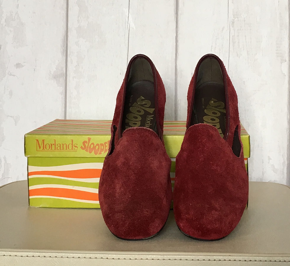 Thumbnail: 60s Burgundy Moorlands Sloopers Suede Shoes