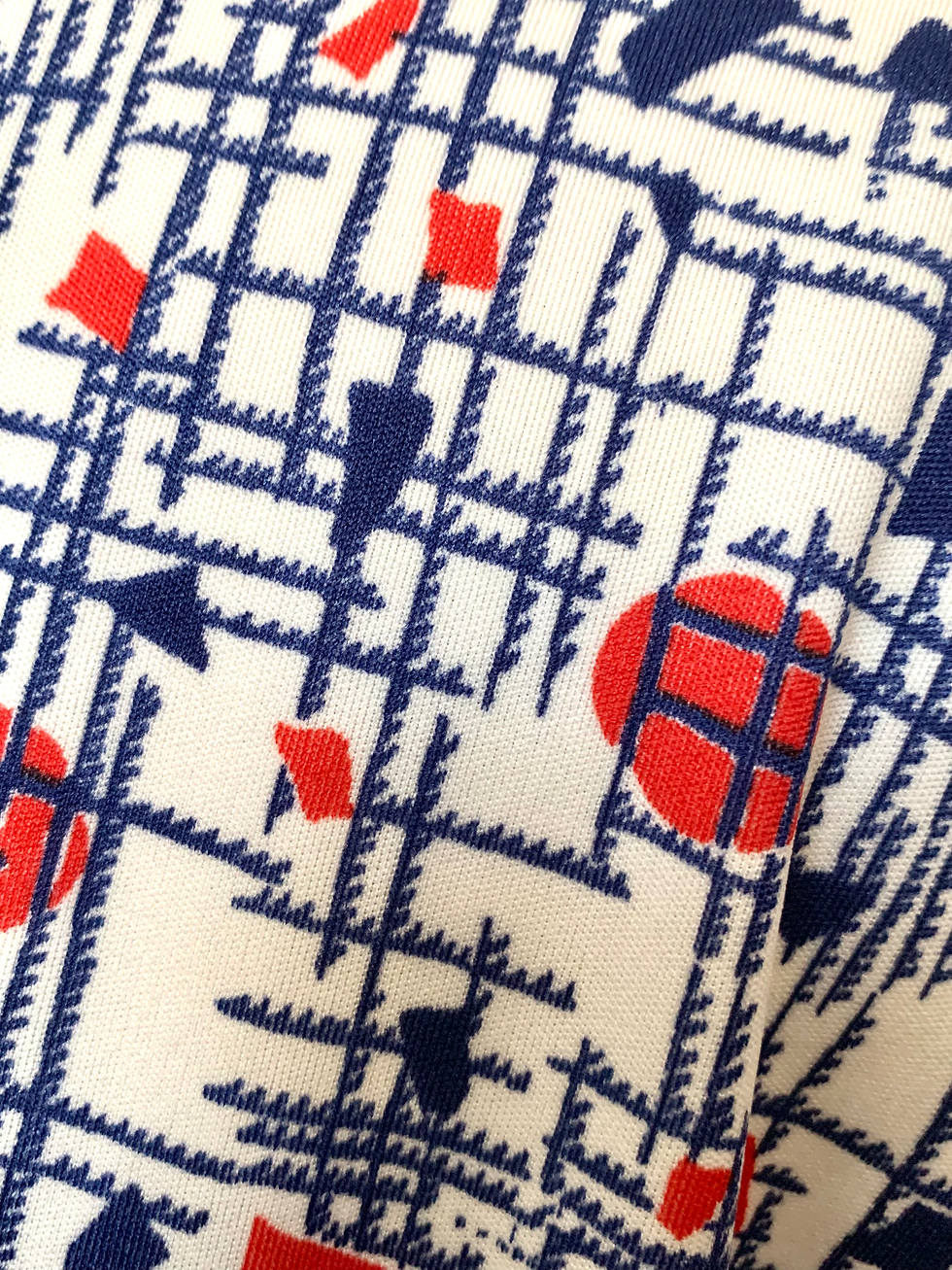 Thumbnail: Vintage Red White Blue Polyester Dress