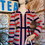 Thumbnail: Vintage Red White Blue Striped Zipped Jacket Front View