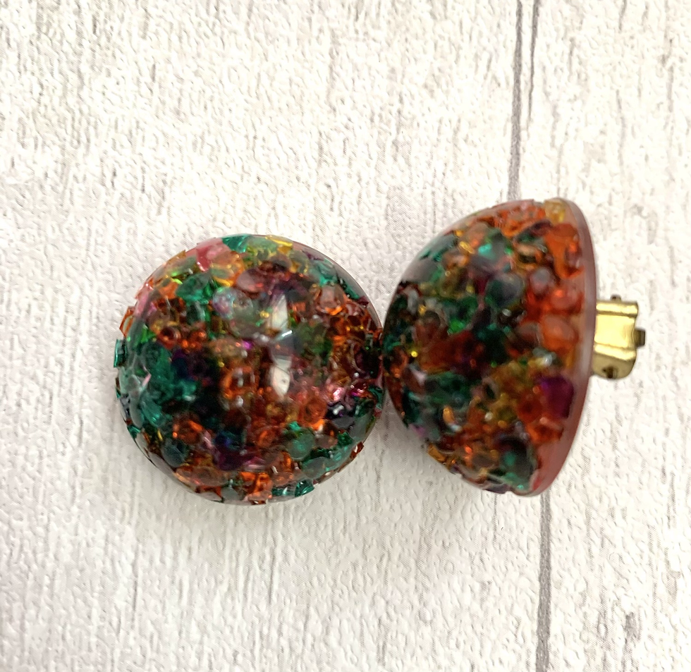 Thumbnail: True 1960s Large Domed Acrylic Earrings