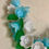 Thumbnail: 1950s 60s White and Baby Blue  Beaded Flower Necklace Front Close Up  View