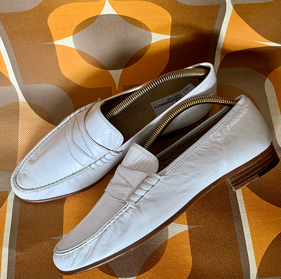 Thumbnail: White Soft Leather Italian Loafers 