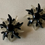Thumbnail: Vintage Metallic Black Glass Clip On Earrings