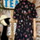 Thumbnail: 1970s Black Pink Floral Polyester Leygil Dress Rear View