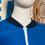 Thumbnail: 1960s 70s Unisex Royal Blue Zipped Casual Top Front Collar Close Up  View