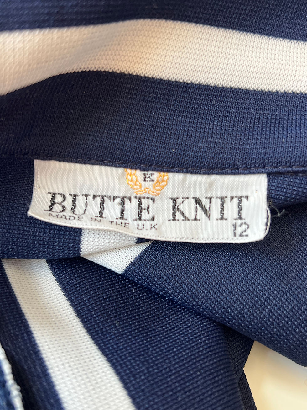 Thumbnail: 60s 70s Dark Navy and White Stripe Blazer Jacket Inner label  View