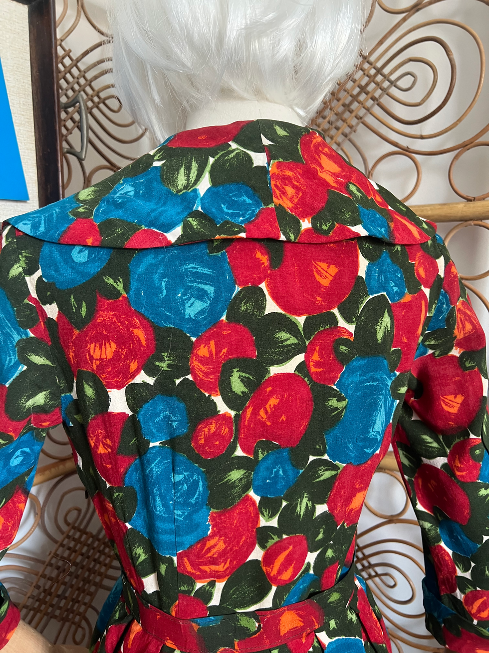 Thumbnail: Stunning Original 1950s Floral Swing Dress 