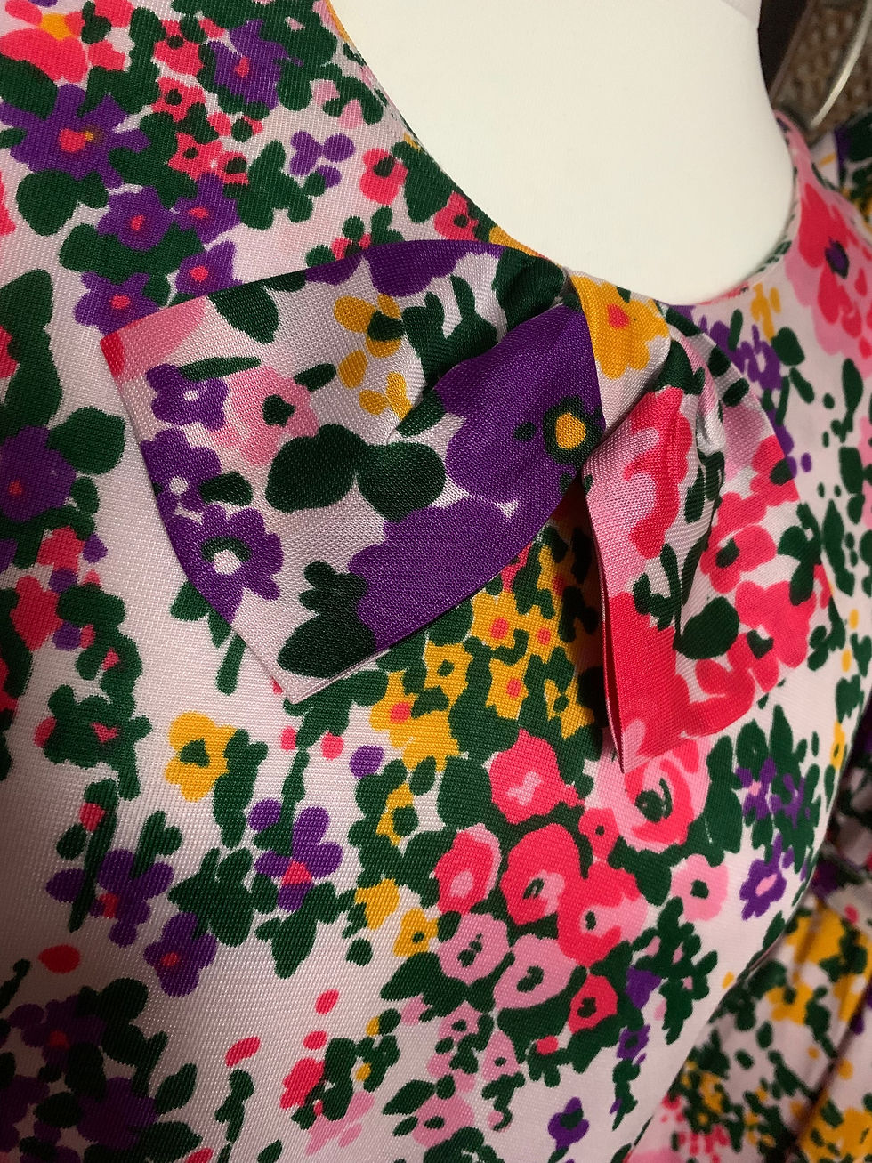 Thumbnail: Vibrant Floral Dicel 70s Shift Dress Close Up Front View