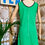 Thumbnail: True 1970s Pea Green Black Plunge Neck Summer Dress Rear View