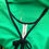 Thumbnail: True 1970s Pea Green Black Plunge Neck Summer Dress Close Up View