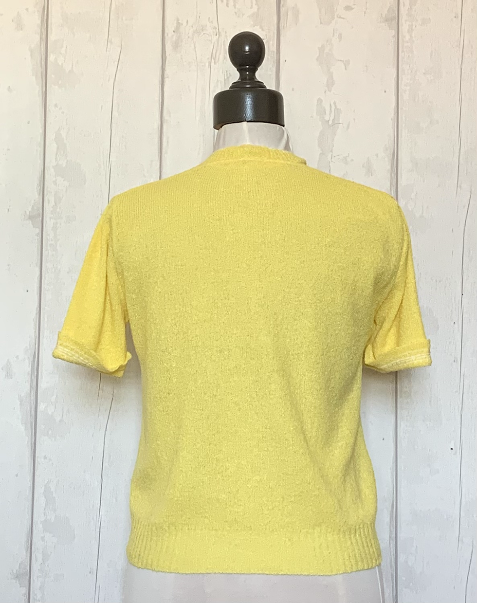 Thumbnail: 1970s Yellow Acrylic Short Sleeved Cardigan 