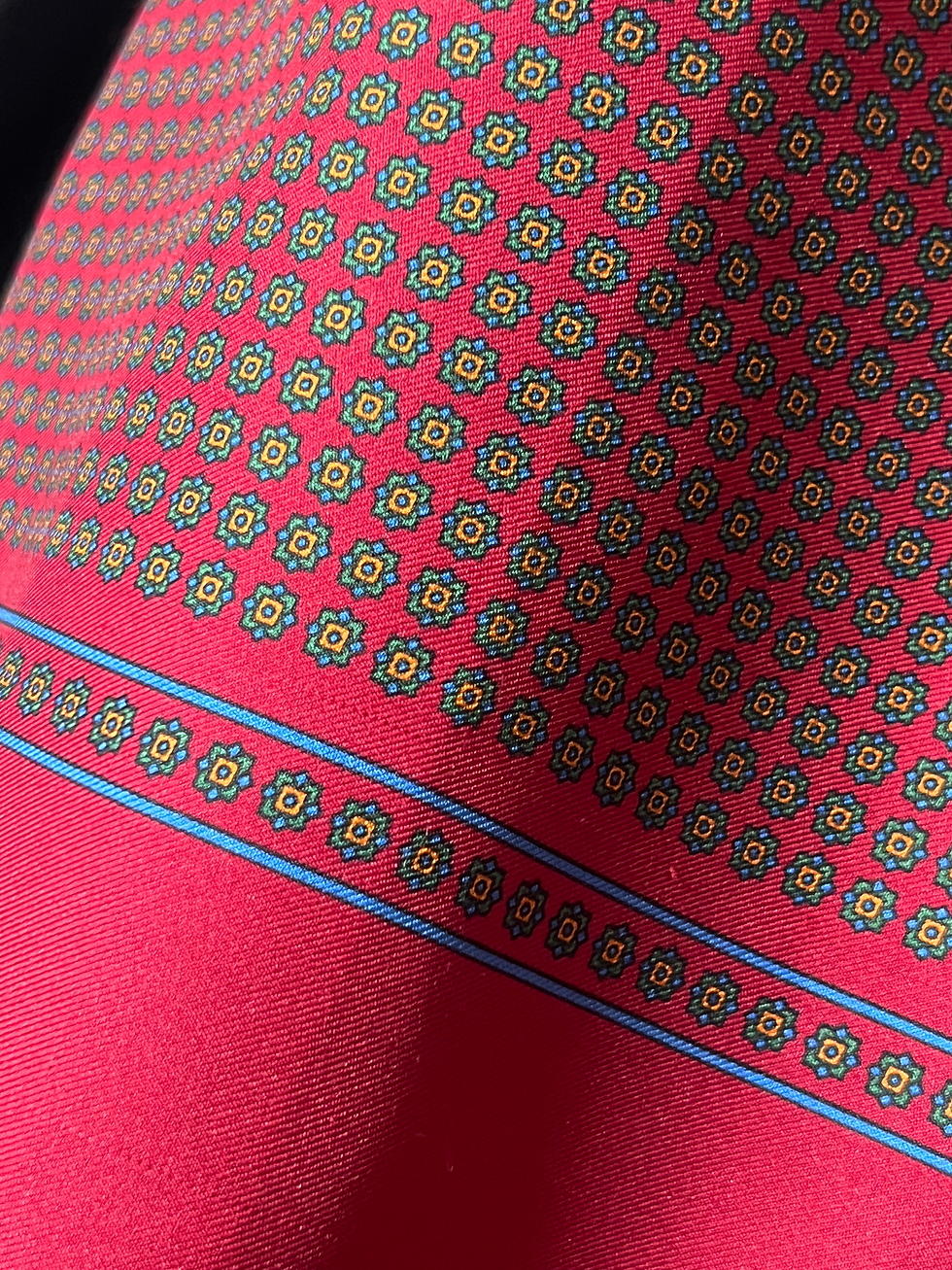 Thumbnail: Dark Red Double Layer Long Silky Neck Scarf Front Close Up Pattern View