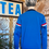 Thumbnail: 1960s 70s Unisex Royal Blue Zipped Casual Top Rear View