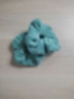 Miniature : Manchette et chouchou en éponge bambou lagon