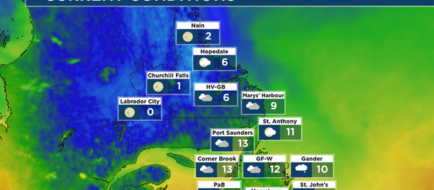 Cool start to the morning, chance of showers for most of NL