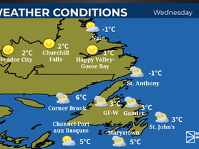 Cloudy across Newfoundland, sunny in Labrador