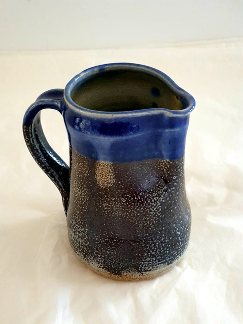 wood fired blue milk jug