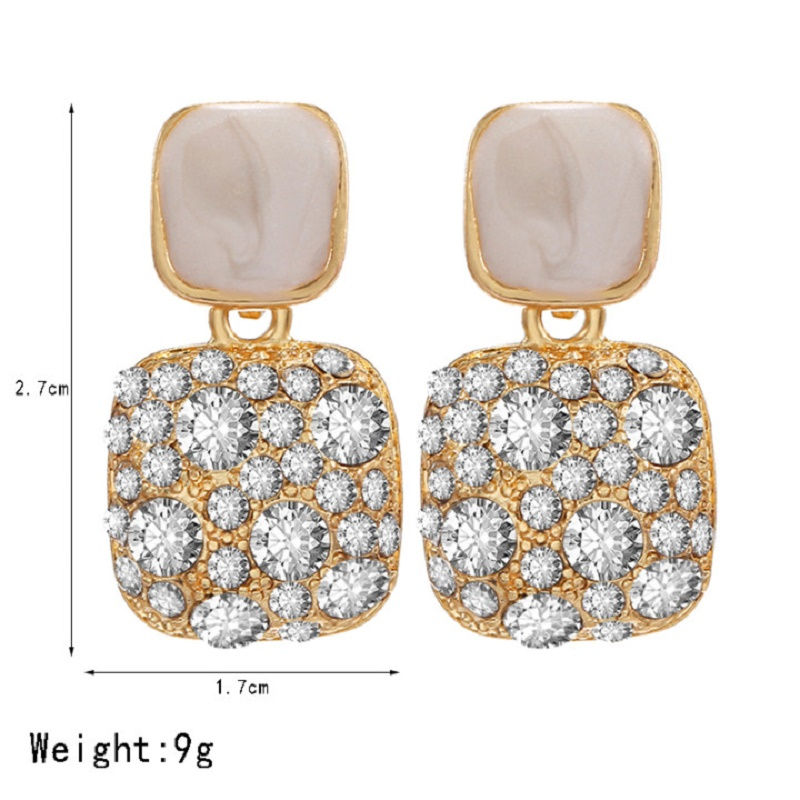 Thumbnail: Vintage Purple Crystal Drop Earrings | Geometric Gold Tone Statement Earrings