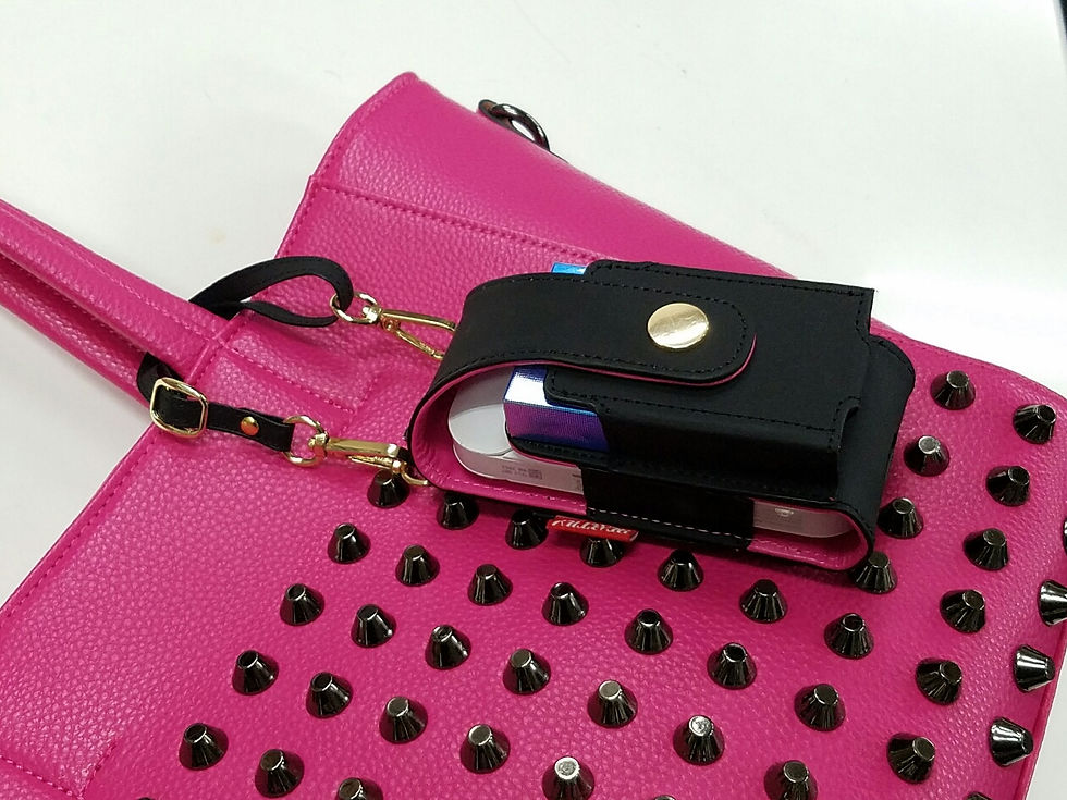 サムネイル： iQOSアイコスケース　マットブラック生地 【ブラック×ショッキングピンク】【ブラックステッチ】