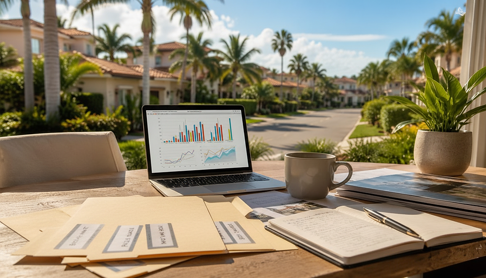 Professional Florida housing-market review workspace with three property folders