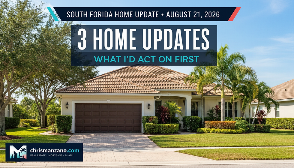 Bright South Florida home-update cover — three home updates and what to act on first — August 21, 2026