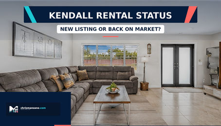 Editorial living-room cover for the Kendall rental-status guide comparing new and back-on-market listings
