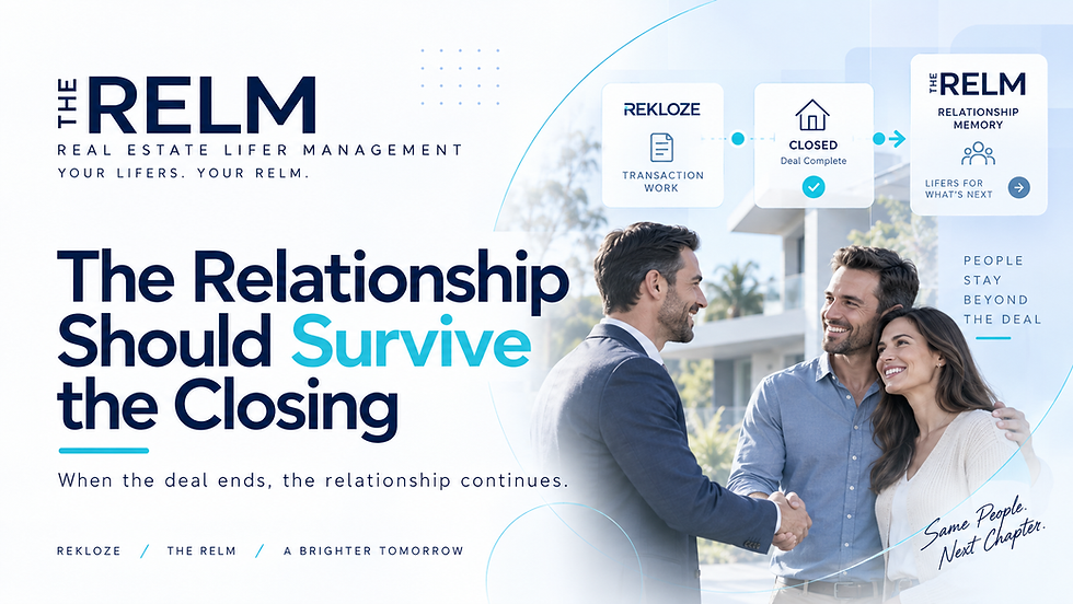The RELM editorial cover about a relationship continuing beyond a real estate closing.