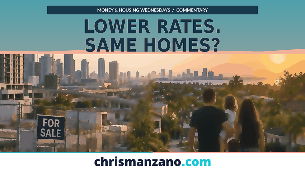 Conceptual illustrated South Florida housing scene contrasting homebuilding, existing neighborhoods and buyers. Not an actual property listing or market forecast.