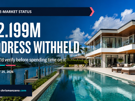 South Florida home-market status cover for a $2.199M address-withheld listing and the facts to verify first.