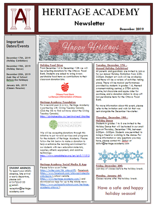 December 2019 Newsletter