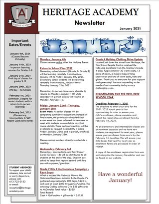 January 2021 Newsletter