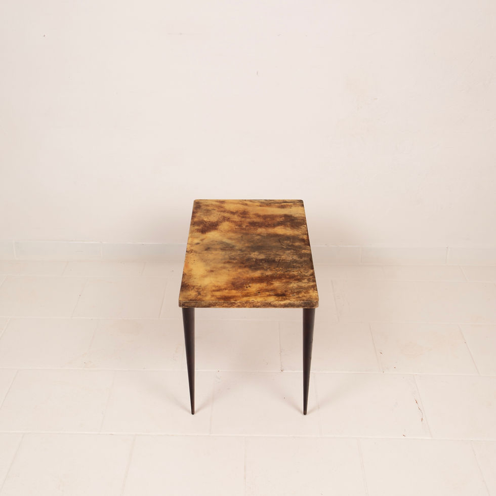 Miniatura: Rectangular parchment low coffee table mod. 825 by Aldo Tura 1950