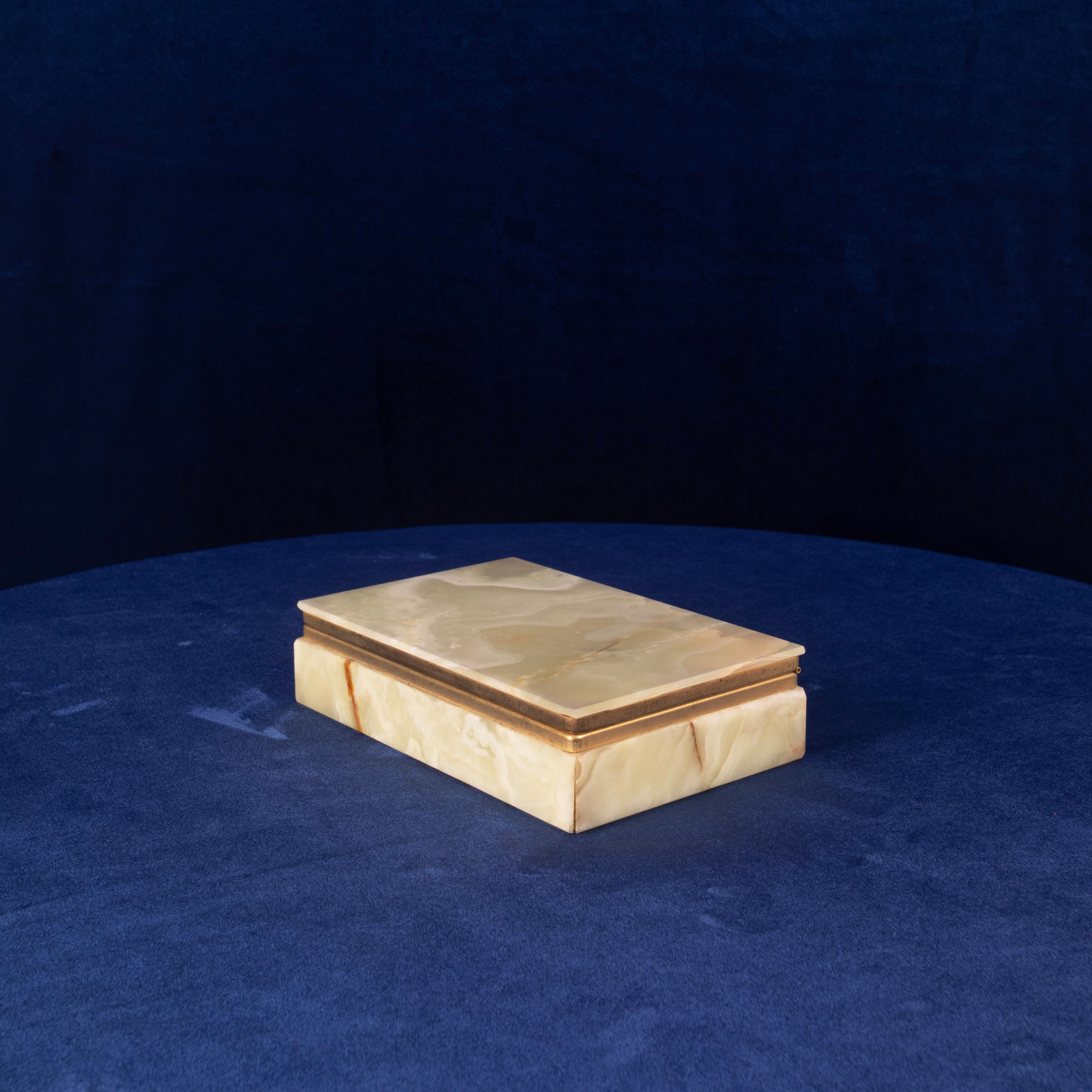 Italian Onyx and Brass Jewellery Box, 1970s