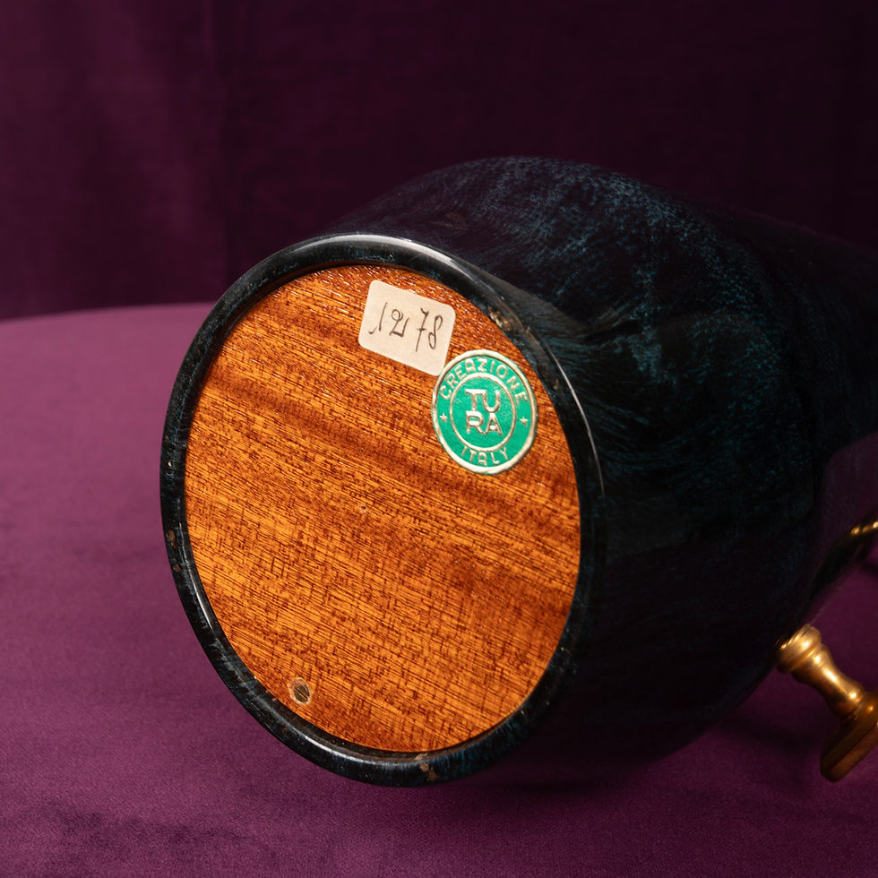 الصورة المصغرة: Aldo Tura Mod. 1278D Decorated Blue Goatskin Parchment Thermos Italy 1950
