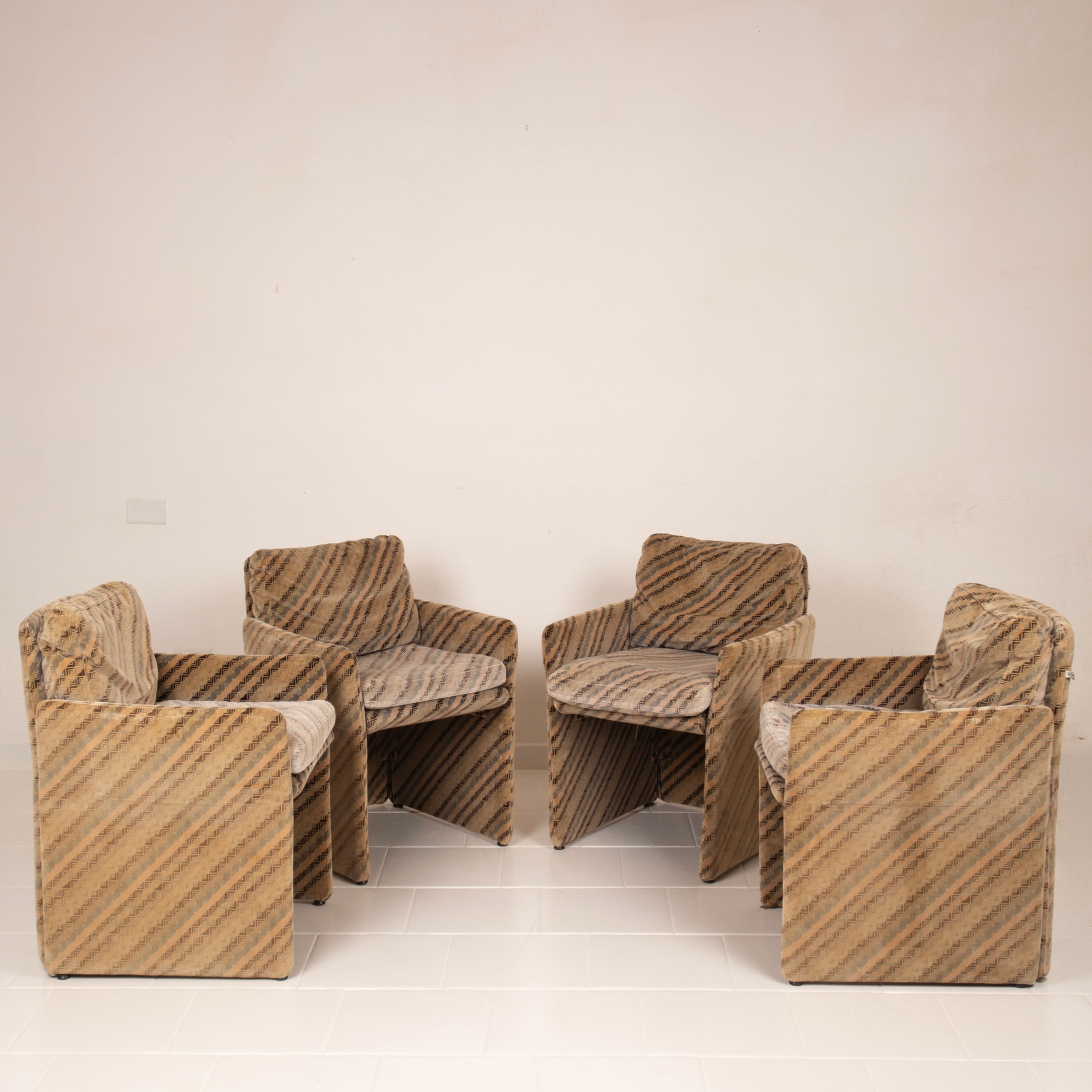 Set of 4 Salpol Armchairs by Angelo Mazzola in collaboration with Missoni
