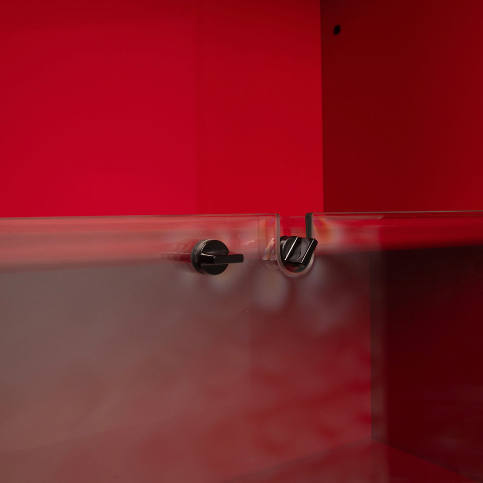 Miniatura: Double-face rotating display cabinet in red lacquer by Arflex, 1980s