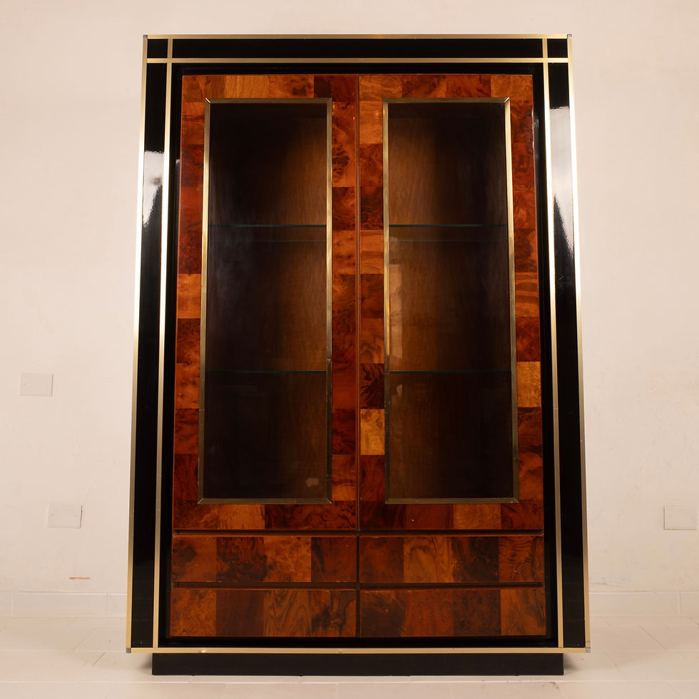 Miniaturbild: Sequoia Burl Bar Display Cabinet by Willy Rizzo for Mario Sabot