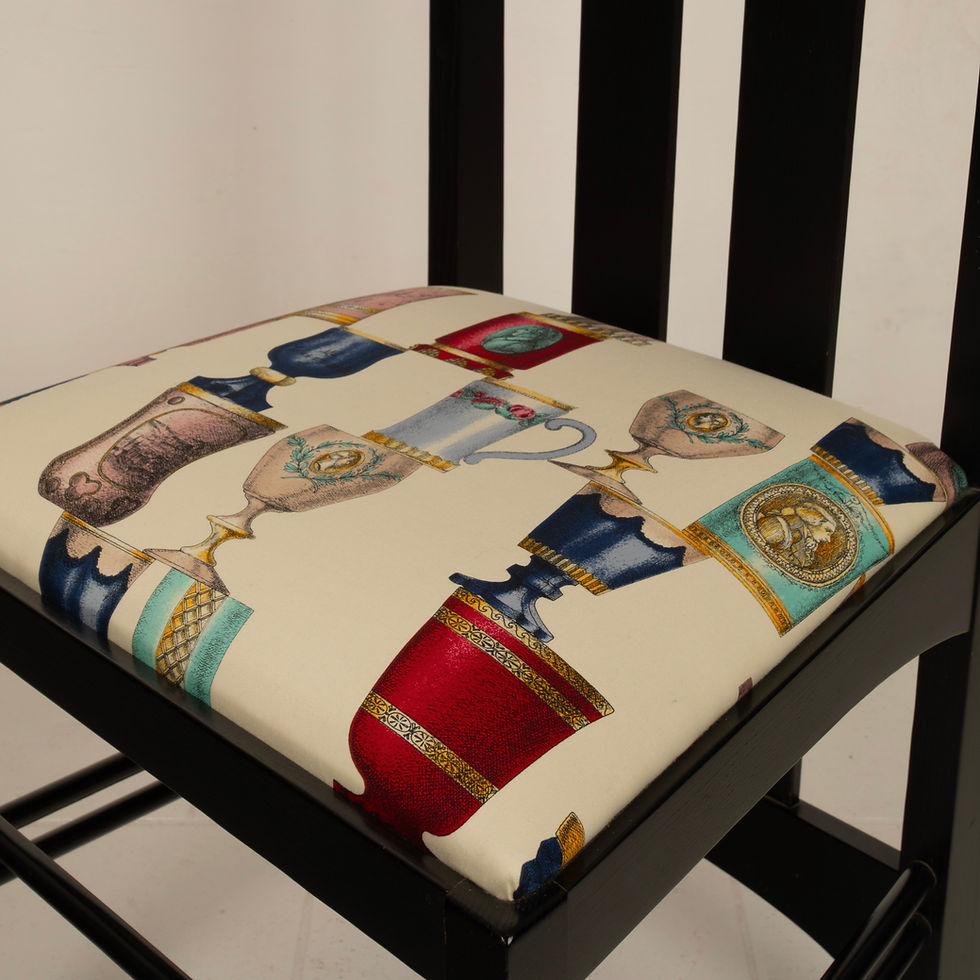 Thumbnail: High Ingram chair by Charles R. Mackintosh  for Alivar with Fornasetti Fabric