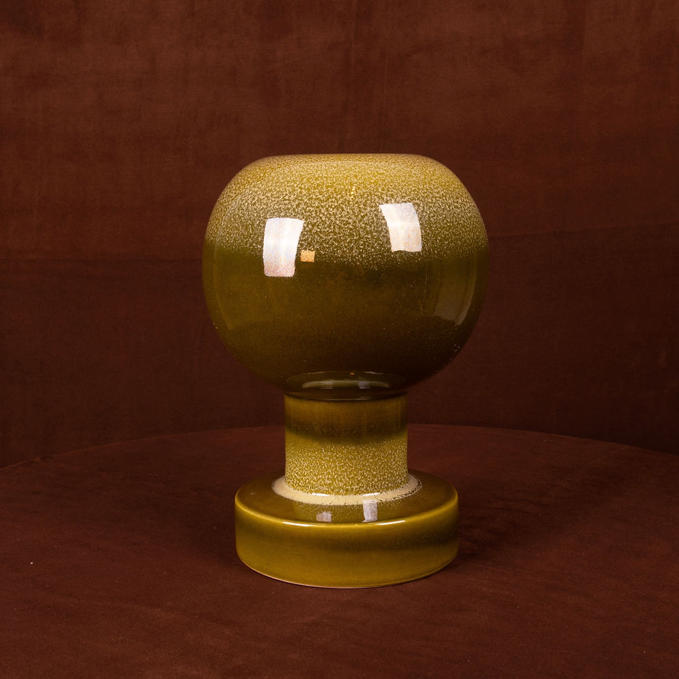 Miniatura: Sculptural Space Age Olive Green Ceramic Vase by Ceramiche SIC 1970