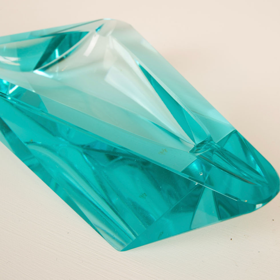 الصورة المصغرة: Light-blue crystal ashtray in Fontana Arte style Italy 1970s