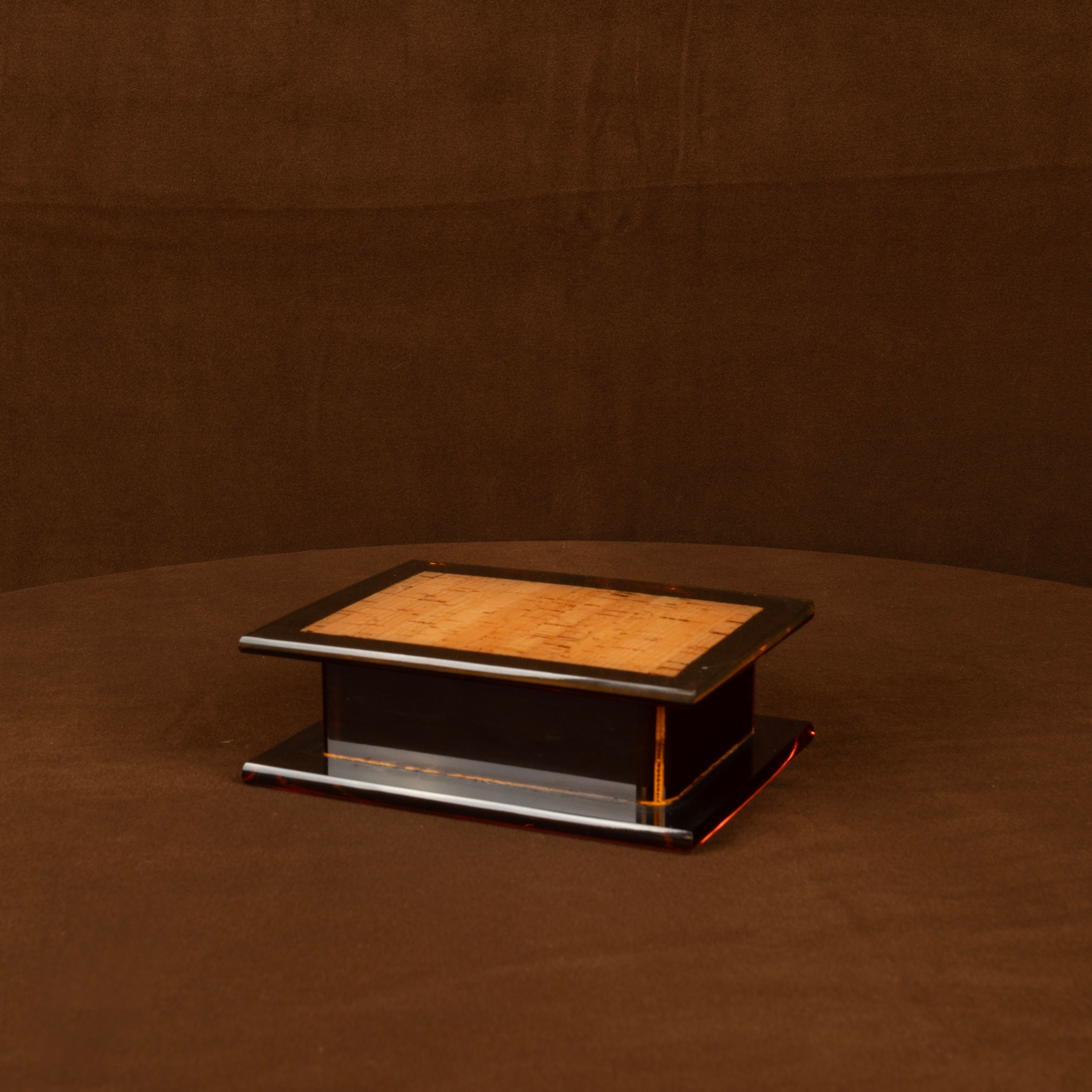 Italian Smoked Lucite and Natural Cork Jewellery Box, 1970