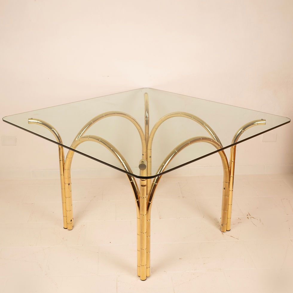 Thumbnail: Glass and Brass Table, Italian Manufacture, 1970