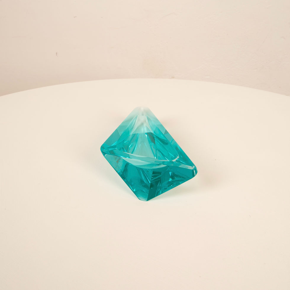 الصورة المصغرة: Light-blue crystal ashtray in Fontana Arte style Italy 1970s