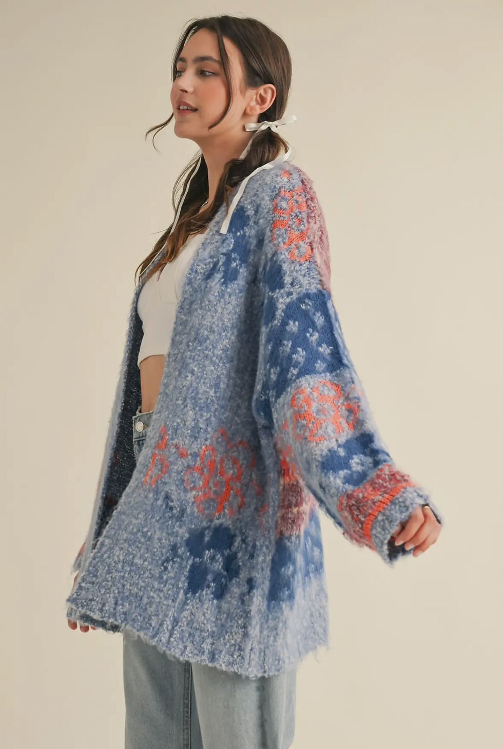 Topanga Oversized Floral Knit Cardigan