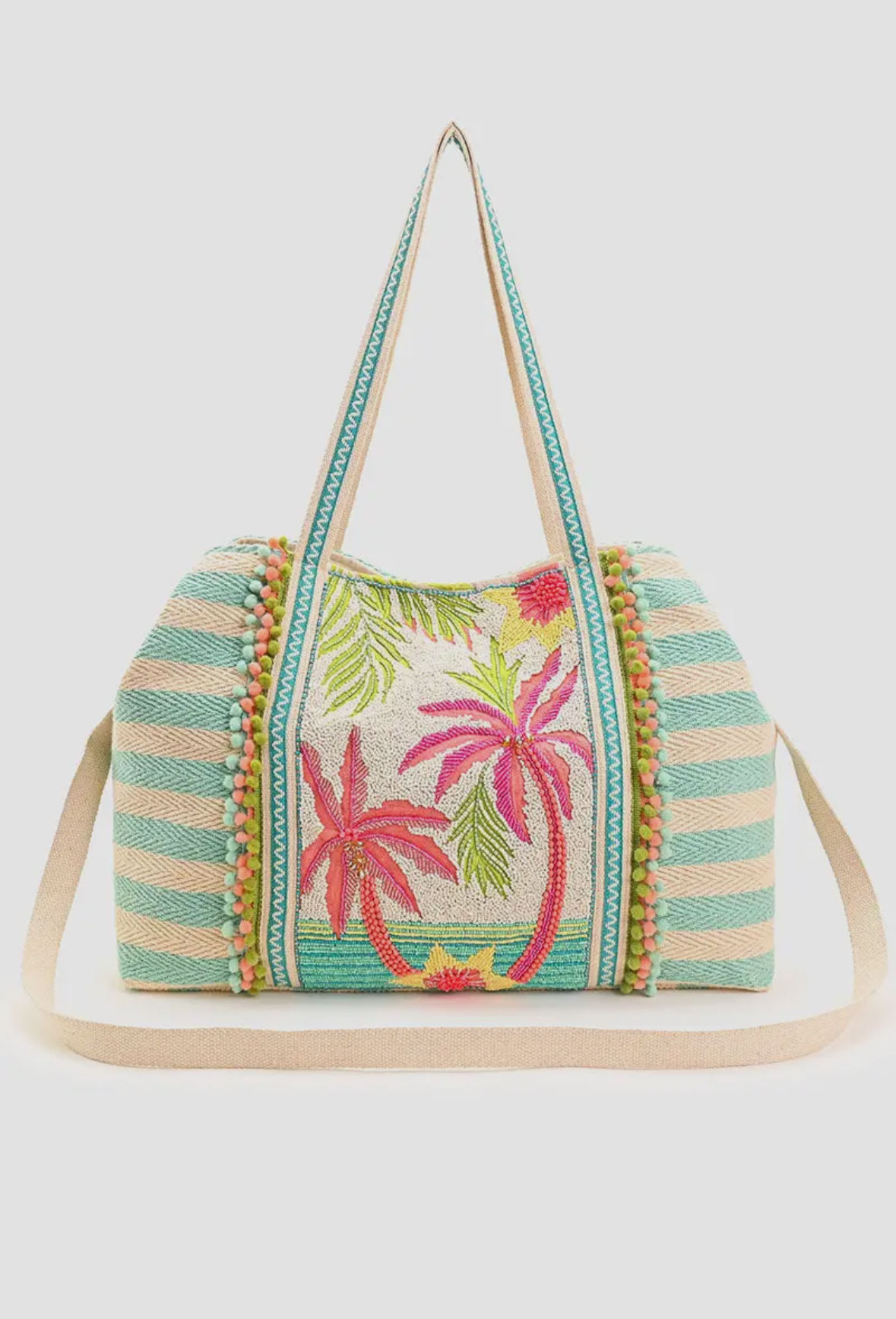 Beaded Palm Tote 