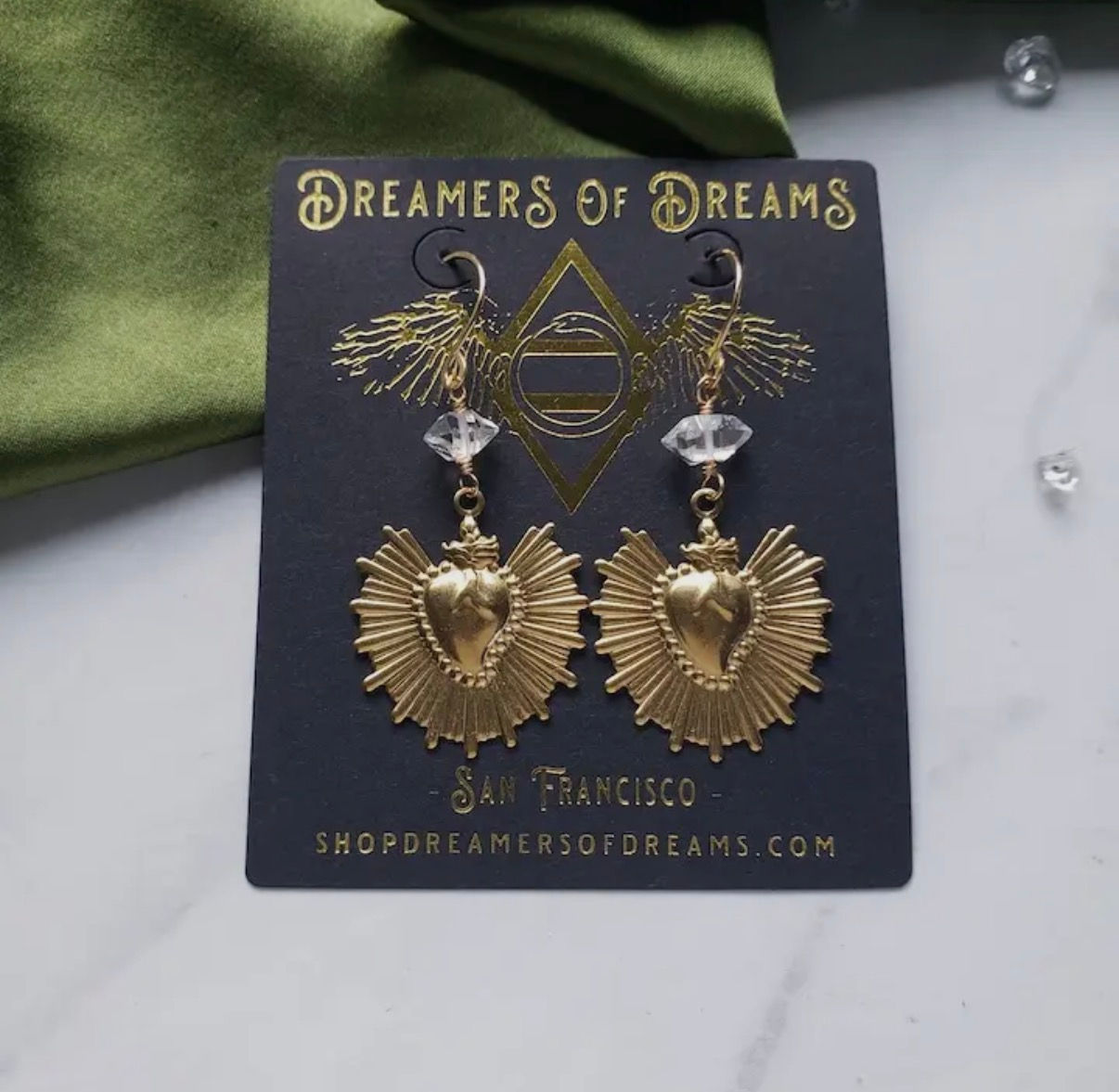 Dreamers of Dreams Sacred Heart Charm Earrings