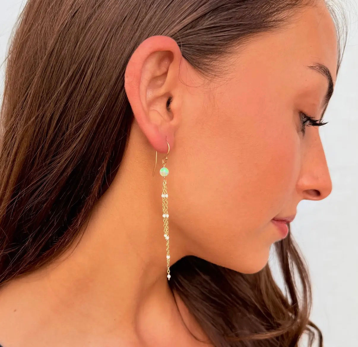 Flying Lizard Opal Strand Earrings