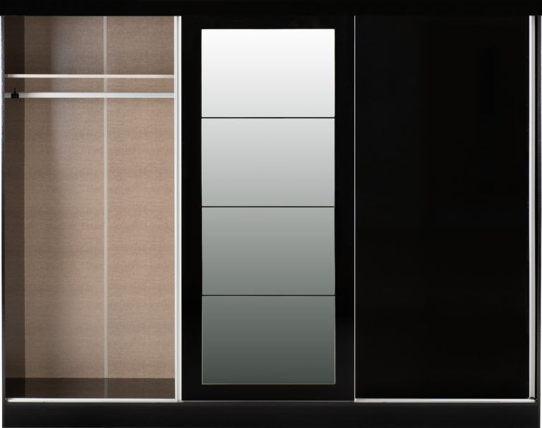 Thumbnail: Nevada Black Gloss 3 door sliding wardrobe