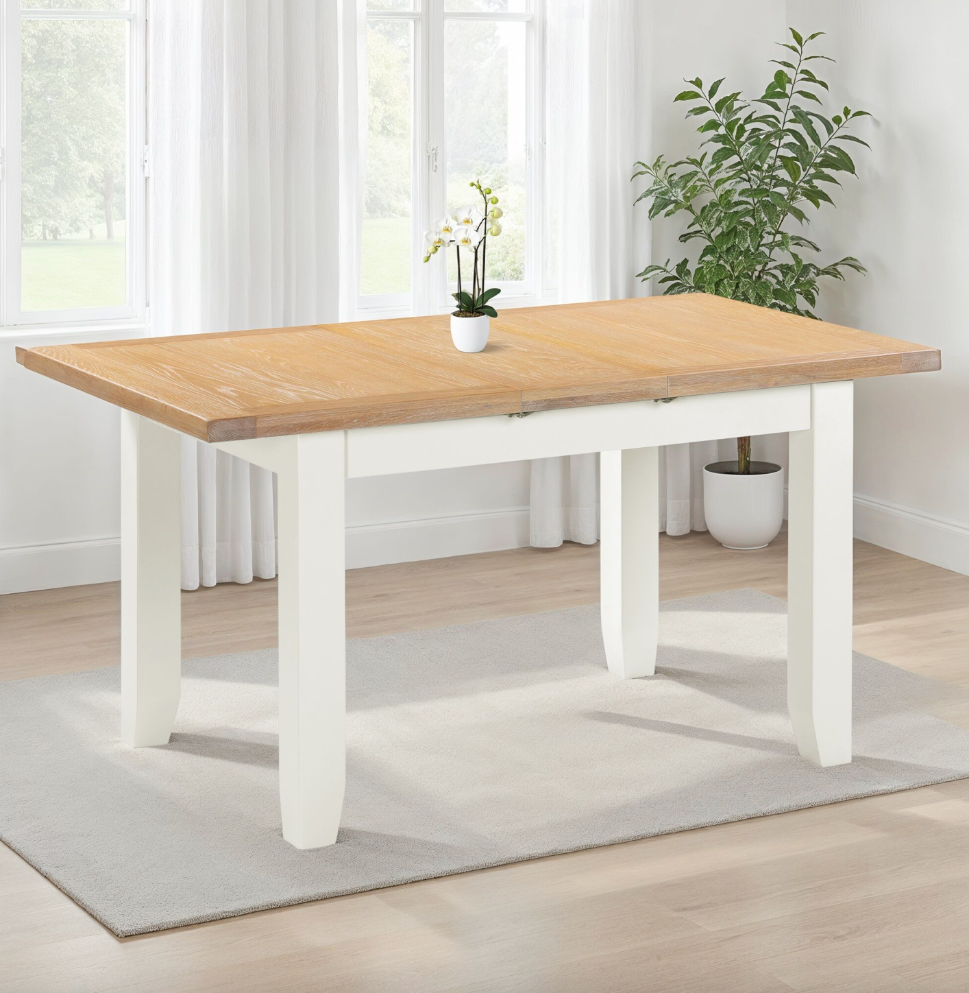 Windsor Extendable Dining Table - Ivory/Oak